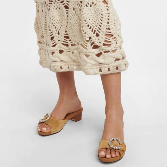 Jimmy Choo Arlia Suede Crystal Buckle Casual Wedge Sandals size 40 - Picture 3 of 13